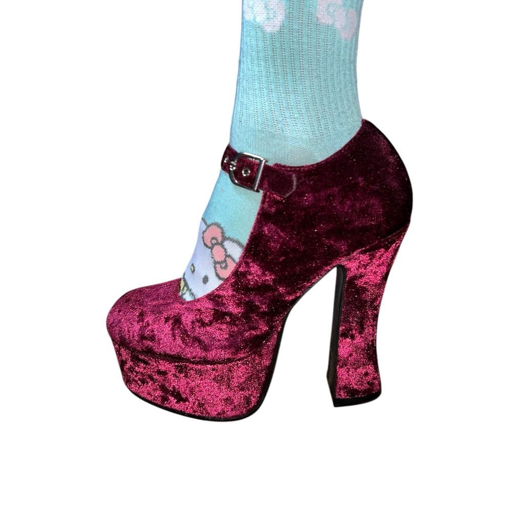 SOLD Velvet Current Mood Platform Heels in Burgundy